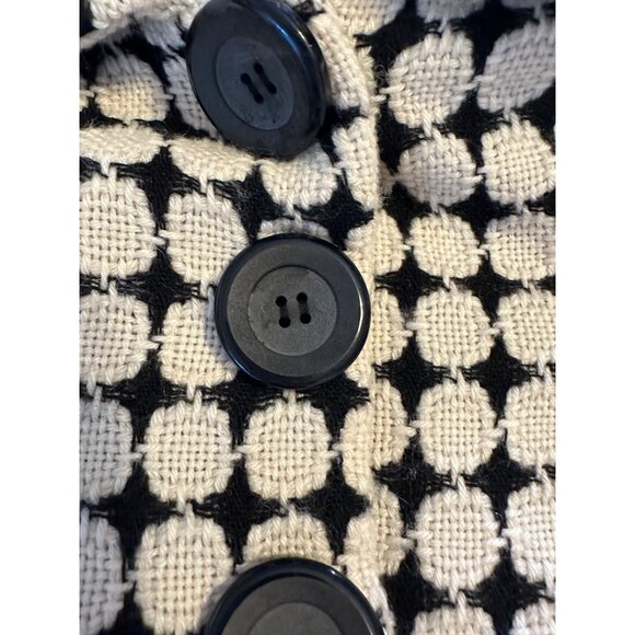VTG XS Geometric Tweed  Wool Cropped Peplum Cardigan Jacket lg buttons  Classic - Picture 13 of 14